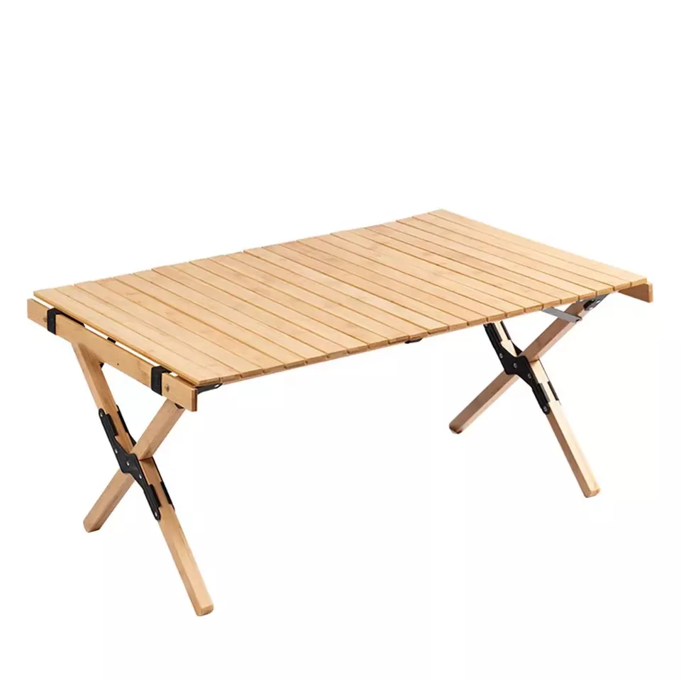 Camping folding tables and chairs outdoors