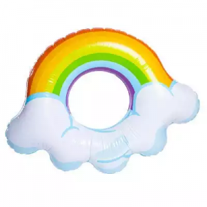 Inflatable cool rainbow and cloud print adult swimming ring