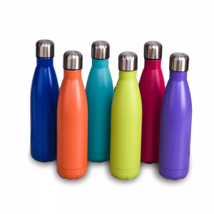 Double wall hot cup cola shape sport stainless steel water bottle for kids