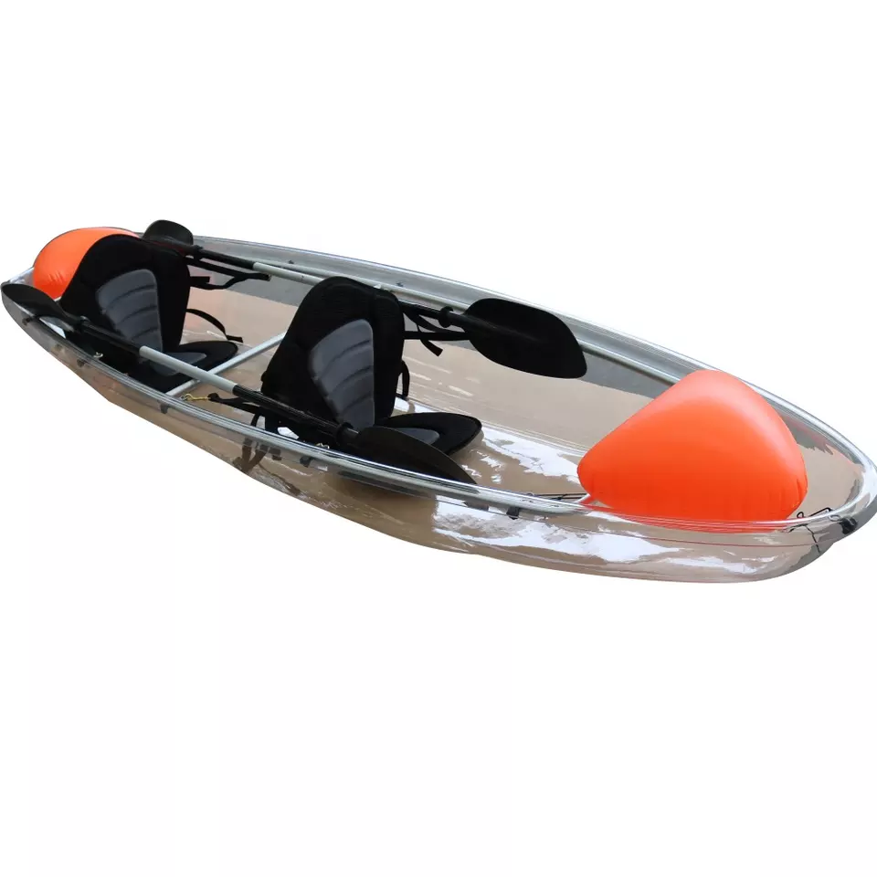 Double seater ocean crystal bottom transparent kayak transparent fishing canoe for 2 people