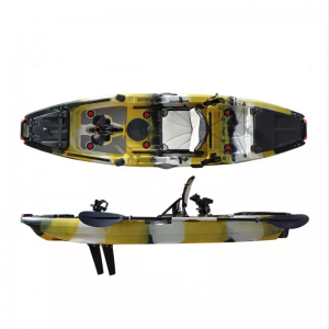 Single sitting on top fishing pedal drive kayak with aluminum kayak seat