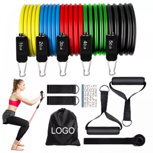 Workout fitness 11-piece resistance band tube set