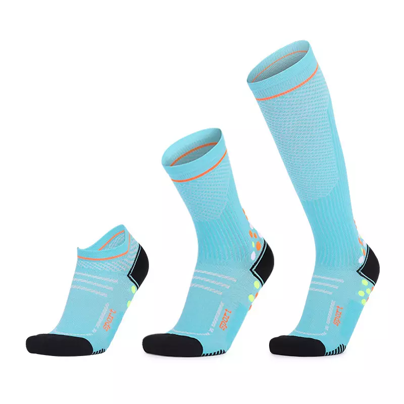 Knee height random terry boat ankle function compression crew sport socks