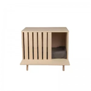 Pet furniture side table with pet cabinet natural solid wood pet cage
