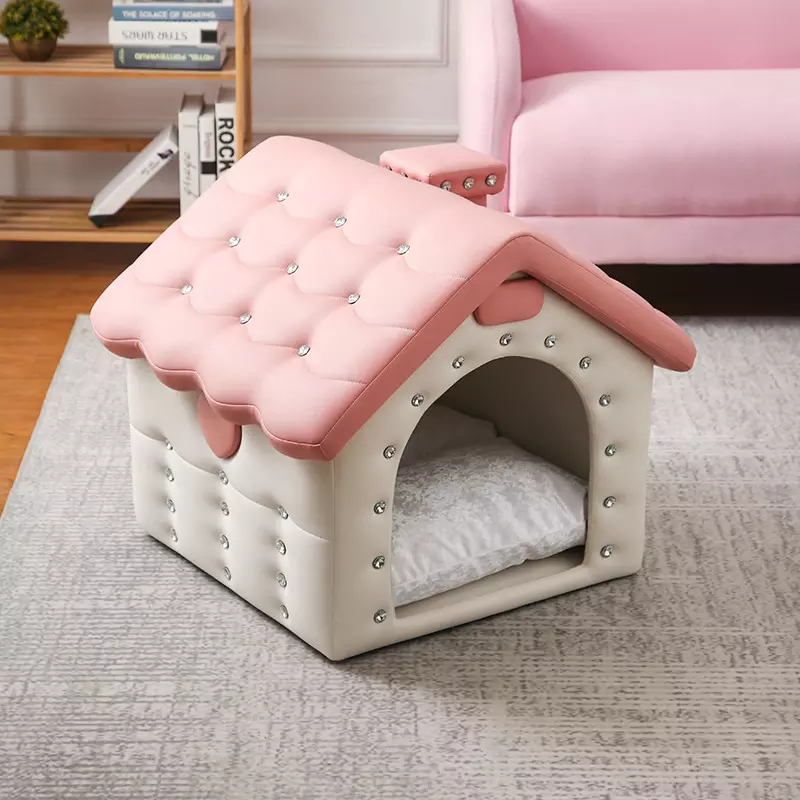 Diamond PU Pet House OEM and ODM Pet Leather Dog Sofa & Bed House