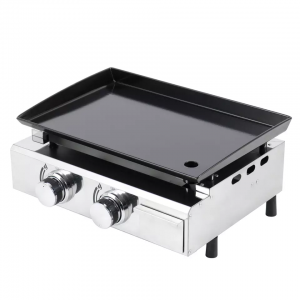 Outdoor mini grill stainless steel LPG gas plate with 2 burners