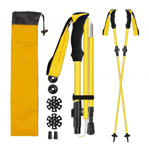 Portable Nordic Trekking Pole 5-section Folding Aluminum Walking Staff For Hiking