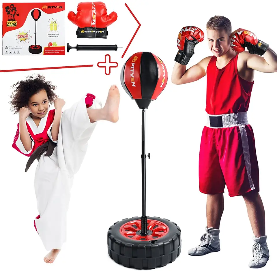 Adjustable punch bag for kids boxing set
