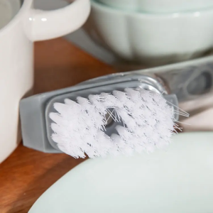 Long Handle Scraper Pan Scrub Kitchen Dishwand Soap Dispensing Dish Brush With 2Pcs Replacement Sponge Head