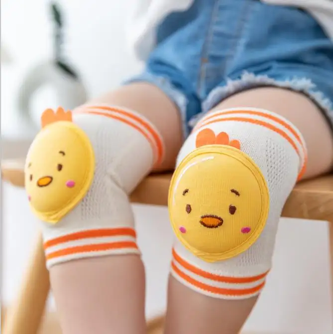 cute cartoon pair cotton anti-slip leg warmers toddler safety kids baby crawling cartoon knee support brace pads sleeves for bab