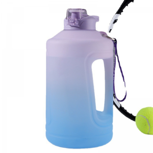 Outdoor large capacity water bottle high appearance gradient sports boys and girls fitness ton barrel plastic portable potbelly cup wholesale
