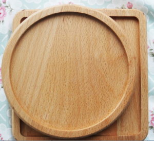 Solid beech wood coaster wooden lid square round wooden coffee coaster placemat bamboo tea coaster