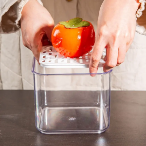 Custom BPA-Free -30~60 PET PP Vegetable Stackable Refrigerator Organizer Bins Plastic Fruit Storage Container For Fridge