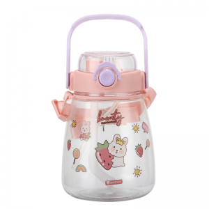 Plastic straw cup high value double drink potbelly water cup girl series large-capacity cartoon kettle
