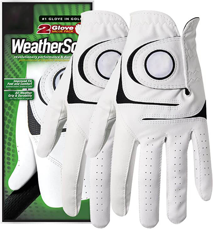 Men’s WeatherSof Golf Gloves, 2-Pack (White)