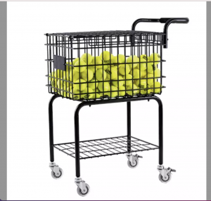 Large Capacity Tennis Cart 2 Layers Portable Tennis Basket With Wheels