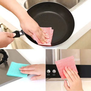 Disposable kitchen rags Lazy rags washable kitchen paper thickened wet and dry printed dishcloth towel kitchen cleaning supplies