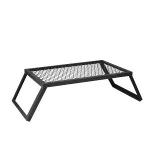 Camping and patio folding portable cooking grill grate – black steel outdoor fire pit and campfire accessories – foldable gear