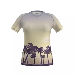 Custom Printed Rash Guard Women’s Short Sleeve UPF 50+ Swim Shirt Rashguard Sun Protection Surf Shirt