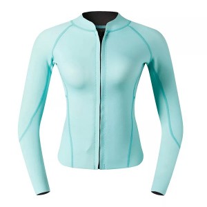 Neoprene Wetsuit 2mm Women Scuba Diving Thermal Wetsuit UV Protection Top Jacket Suit Cyan Wetsuits for Water Sports
