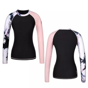 New Women’s Rash Protection Beach Long-Sleeve Surfing Swim Top Water Sports Gym Diving Suit Quick-Drying UPF50+