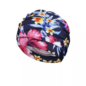 1PC Ladies Multi Flowers Printed Fabric Swim Pool Sport Swimming Cap Protect Long Hair Ear Large Nylon Bathing Caps Hat Turban