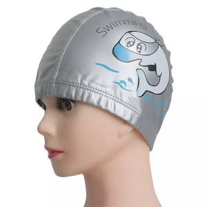 Hotsale Extra large protect ear ironman printing pu swimming cap swimming pool cap