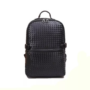 New products men’s leather laptop backpack woven leather travel backpack