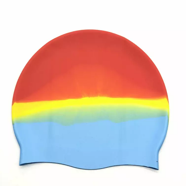 silicone Kids Swim Ca p Rainbow Color Waterproof Swimming Hat Bath Hats Kids Boys Girls