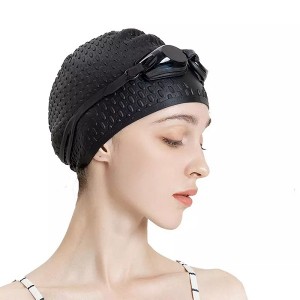 Custom design fashion high quality silicone adult swimming hats for lady long hair