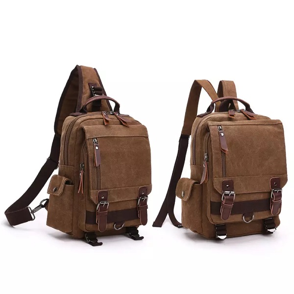 Vintage single sling canvas bags and backpack for men’s big backpacks shoulder bags men travel school bag