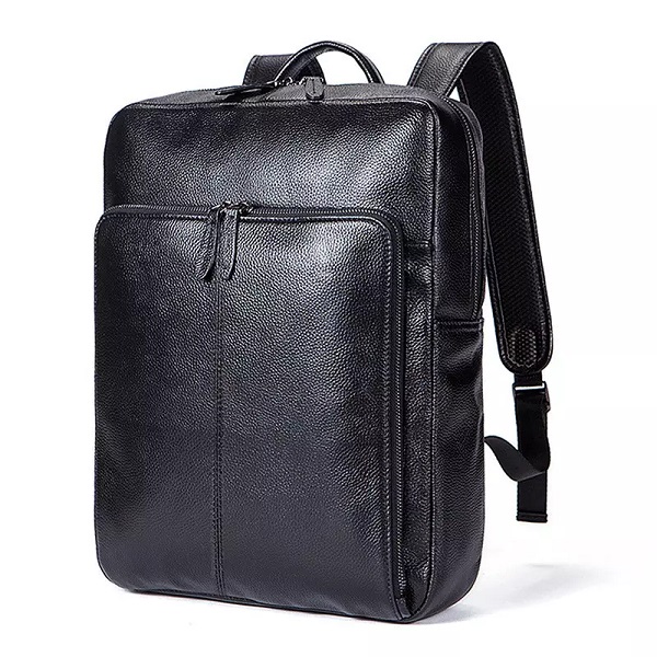 Handmade genuine leather men travel backpack black leather bags wholesale laptop backpack 17 inch