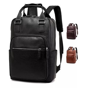 custom Men latop Backpack Leather School trendy Backpack Bag Fashion Waterproof Travel Bag Casual Leather Book bag
