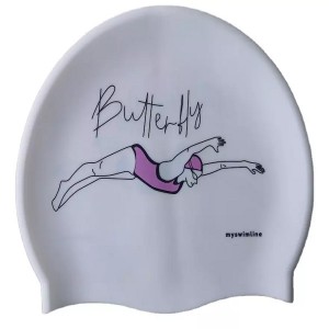 OEM Customized Printed Logo Brand Suitable Seamless Silicone Swimming Cap