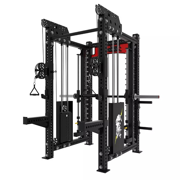 Heavy Duty Power Cage, Gym Commercial Power Rack With Optional Lat Pull-Down Attachment, Home Gym Equipment