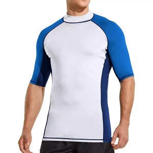 Men’s Rash Guard Swim Shirts, UPF 50+ Quick Dry Mid/Short Sleeve Swimming Shirt, UV/SPF Water Surf Shirts