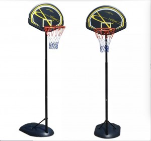 Telescopic Adjustment Steel Pole PE Backboard Basketball Hoop Stand with Base for Game