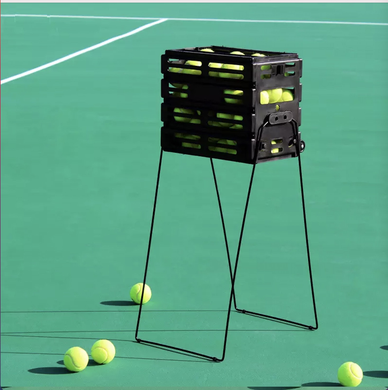 Factory wholesale eco plastic portable tennis ball pickup detachable tennis hopper storage 72 pcs balls