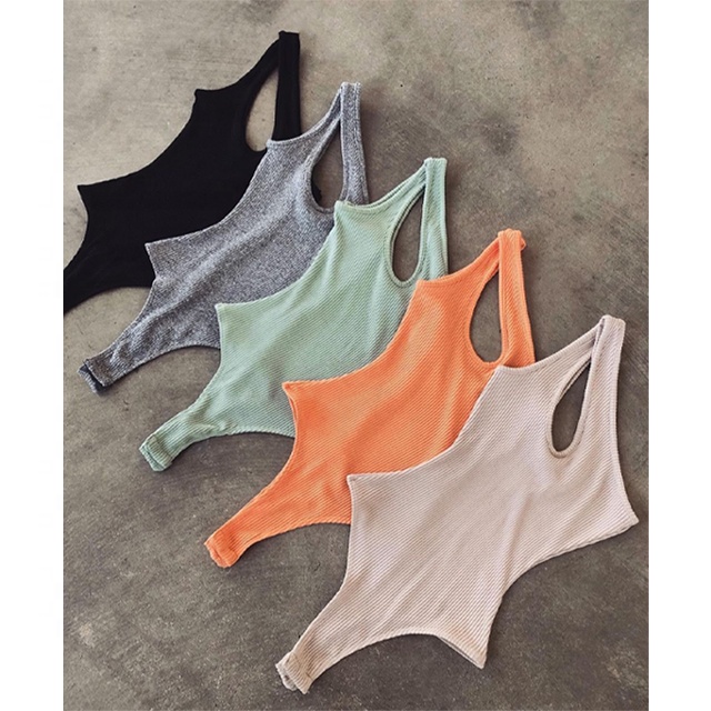 summer custom logo  fashion one shoulder tank tops ribbed solid color bodycon women's breathable tank tops
