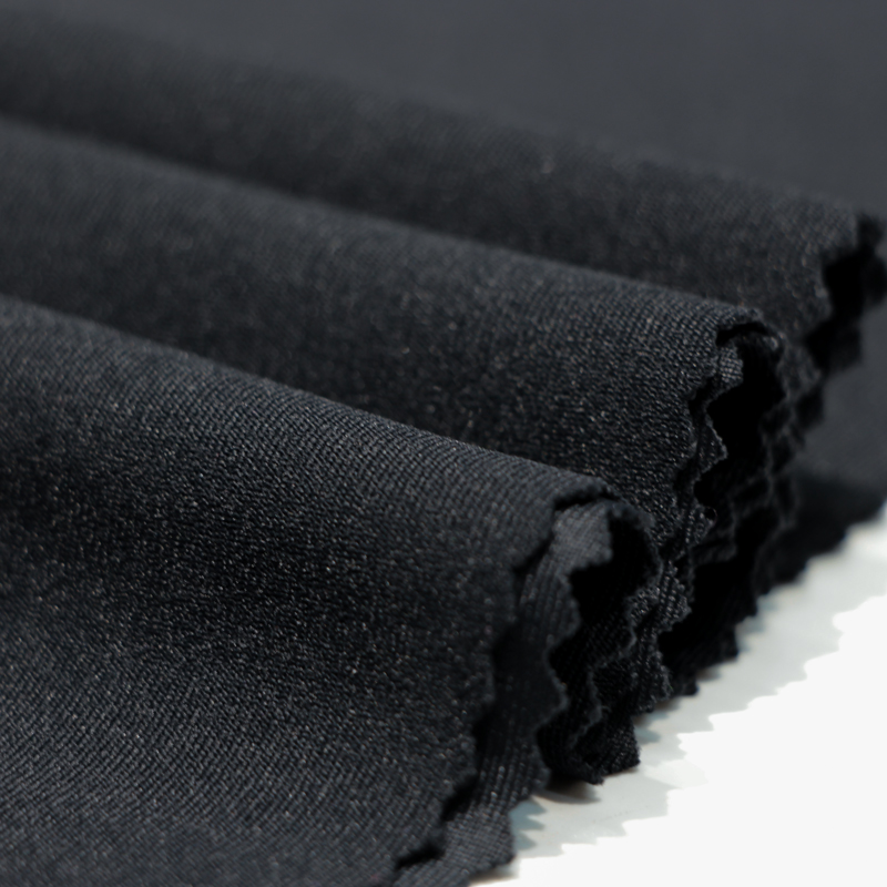 Tecido de jérsei preto elastano de trama de poliéster com preço de atacado tecido de calça legging de alta elasticidade