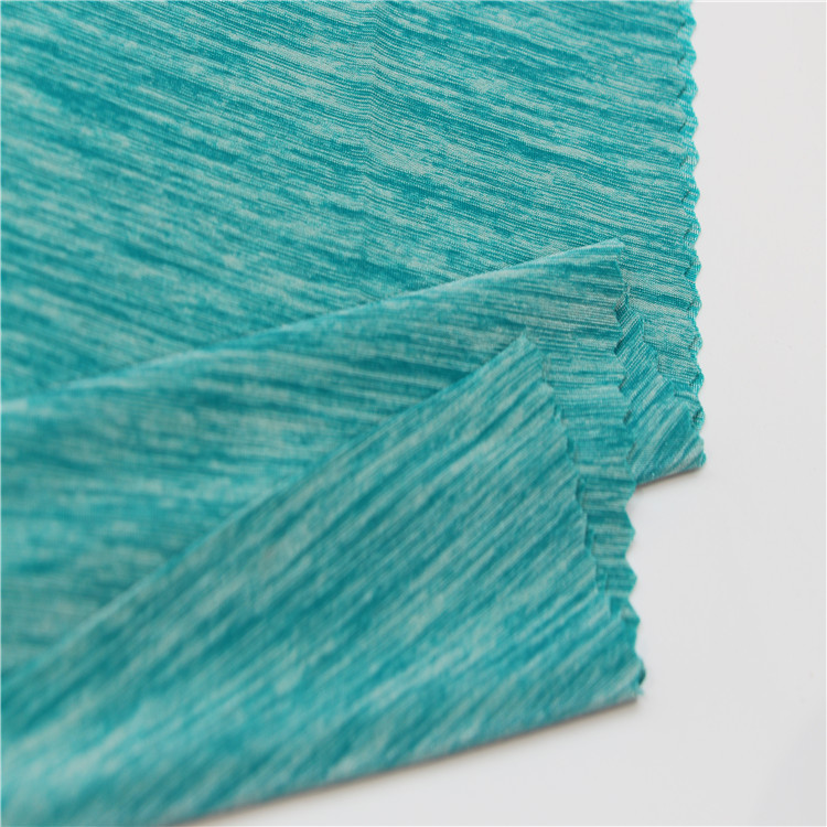 kasyonik espas lank polyestè spandèks 53% nayilonn 38% polyester 9% spandex chemiz de ben Jersey twal