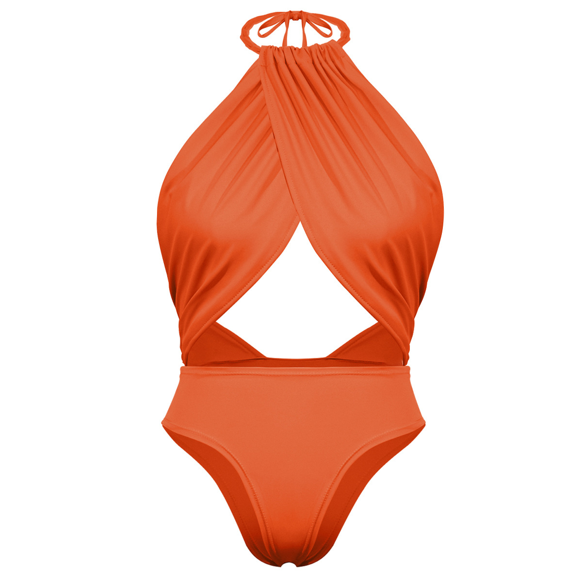 Dropshipping 여성 원피스 수영복 높은 목 플 런지 Ruched Monokini 수영복 컷 아웃 비키니 패션 Aliexpress 도매