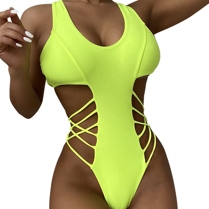 Bikini falamh Custom Side Set Beach Cut Out Bikini Set Backless Women Monokini Swimwear 2022