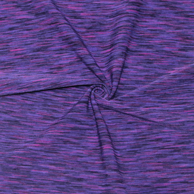 engros 88% polyester 12% spandex space dye yoga strikket jersey t-skjorte stoff