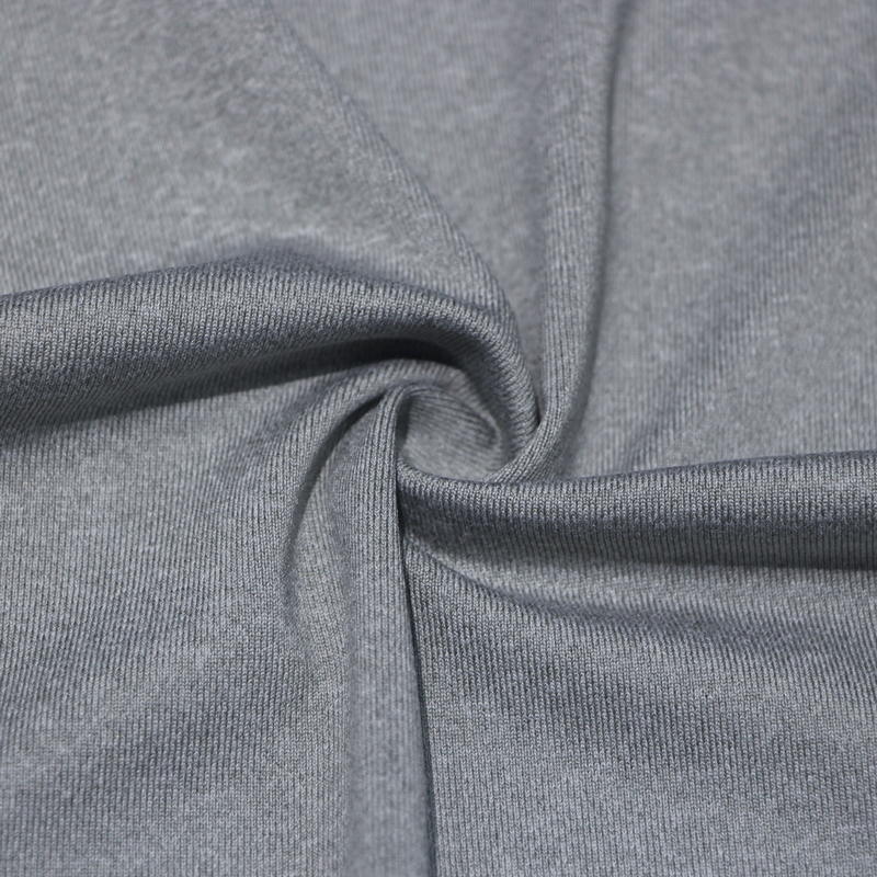 solid grey color 88% polyester 12% spandex good stretch heather jersey t shirt fabric