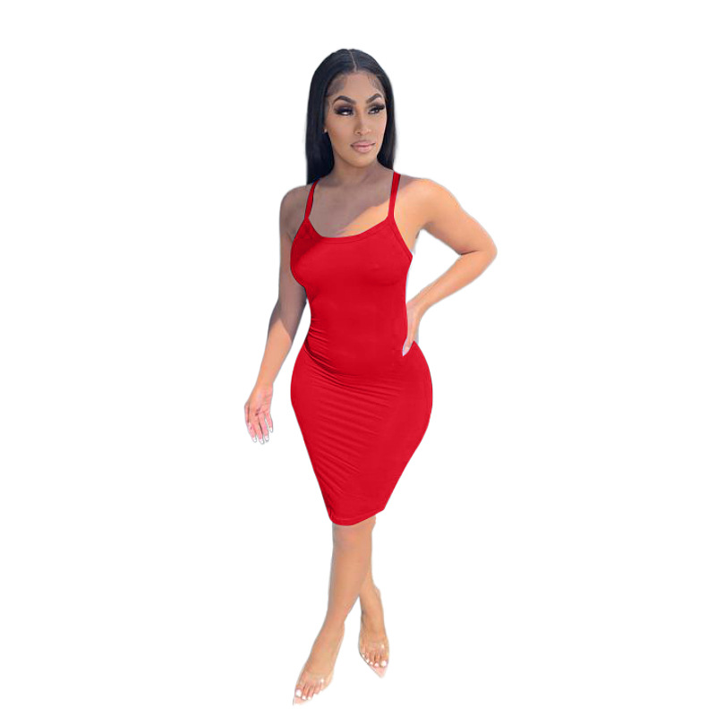OEM අභිරුචි ලාංඡනය Summer Plus Size Women Dresses Maxi Club Solid Colour Sexy Sleeveless Sundresses Bodycon Casual Dress