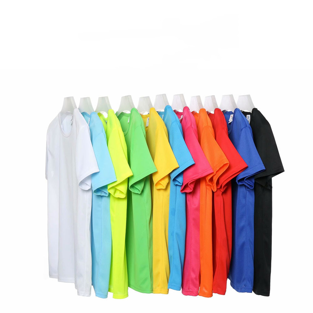 ဂန္ထဝင်အမျိုးသားများ DryBlend အမျိုးသမီးကလေးများ၏ Blank Sublimation ပျော့ပျောင်းသော Crew Neck 100% Polyester အားကစား T-Shirt အပူနှိပ်ပုံနှိပ်ခြင်း