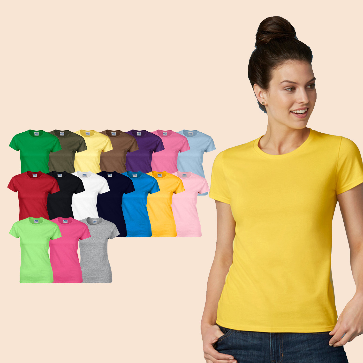 ຂາຍສົ່ງລາຄາຖືກ 100% Cotton Blank Custom Plain Women Tshirts For Printing