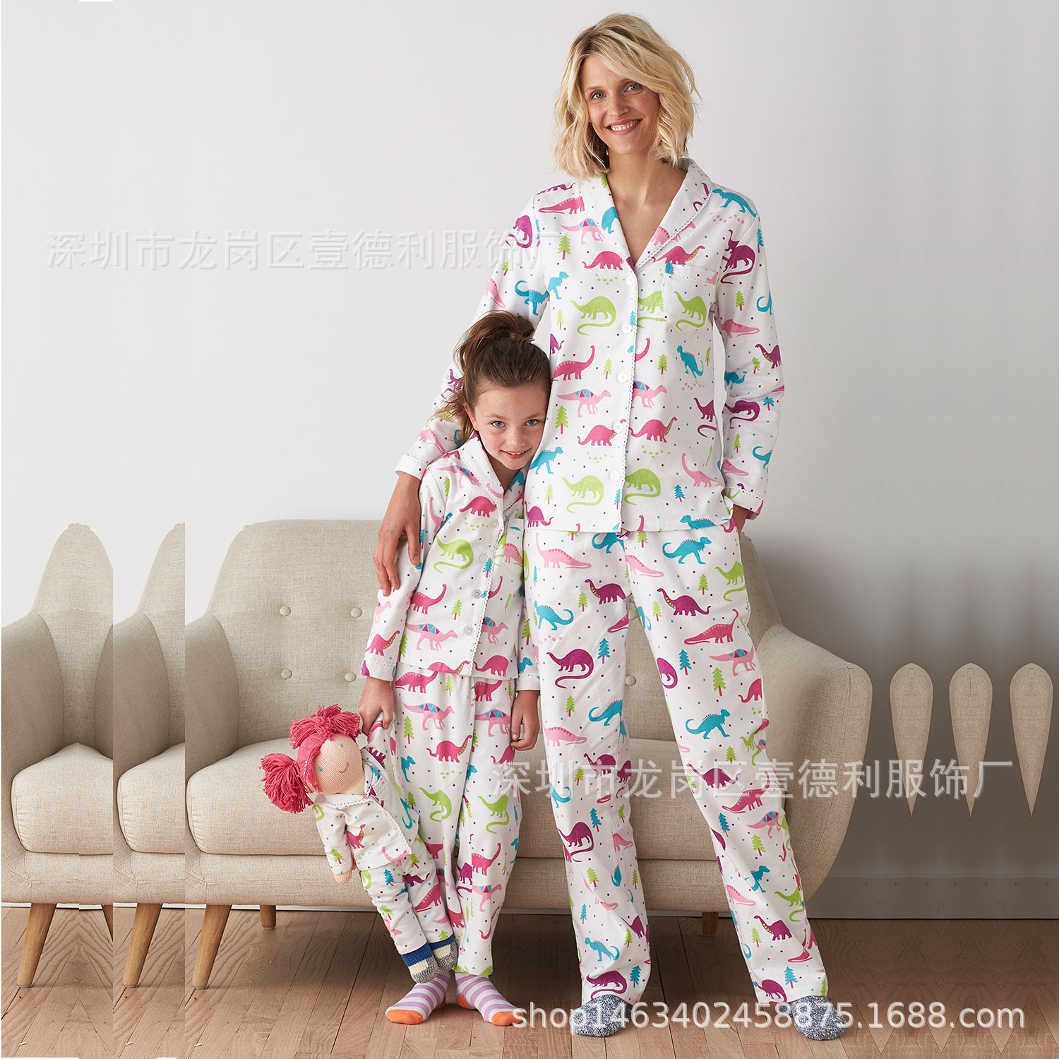 Roupa de dormir moda para casa pijama manga longa infantil roupa de dormir com estampa de desenhos animados para crianças