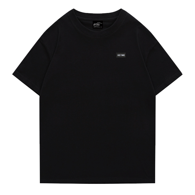 Unisex 100% katun kaos oversized patch karet streetwear t shirt hitam dan kuning drop shoulder t shirt